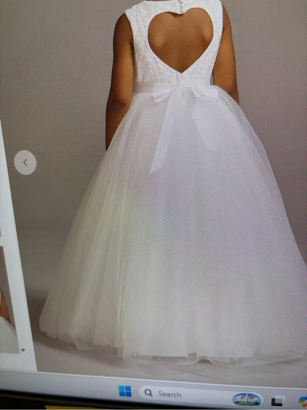 David's Bridal Ball Gown Flower Girl Dress with Heart Cutout - Picture 5 of 5